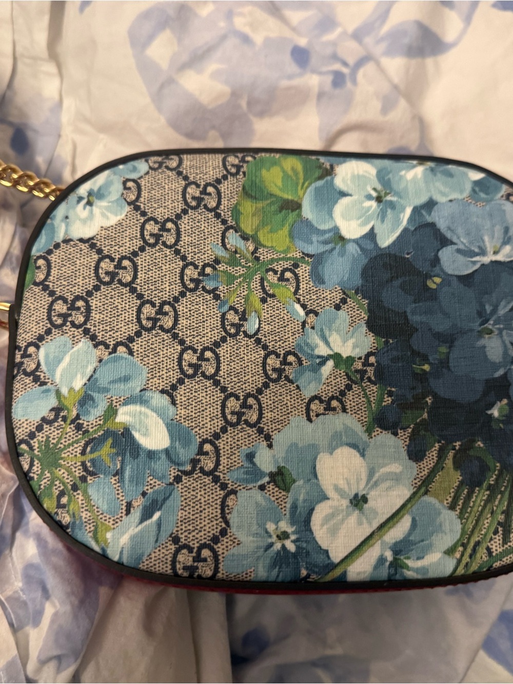 Gucci Blue and Green Floral GG Canvas Crossbody